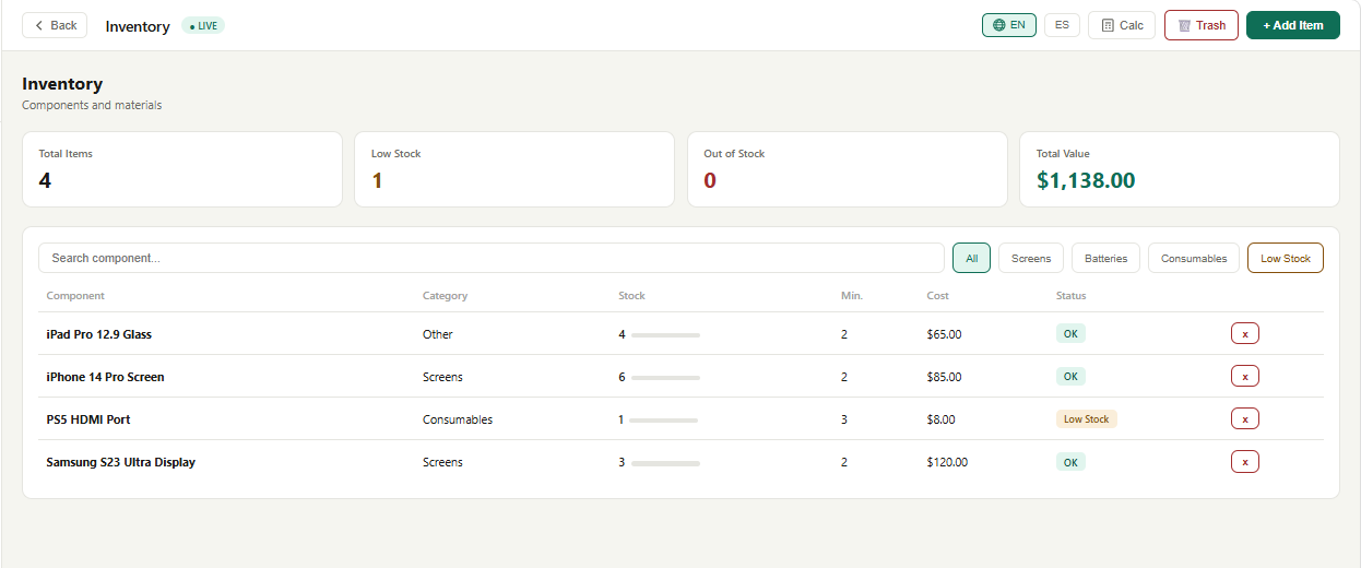 EMTechnoFinance Inventory